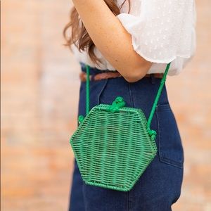 Zara Wicker Bag Green
